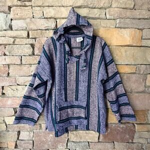 BAJA DRUG RUG Hippie Hoodie PINK PURPLE NAVY oversized striped sweater Guapo XL